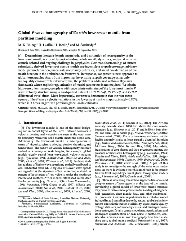 (PDF) Global P wave tomography of Earth's lowermost mantle from ...