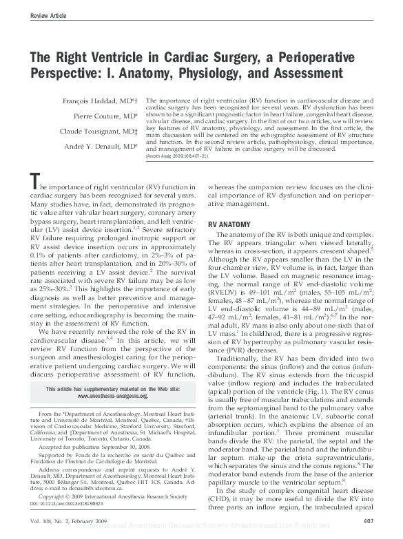 (PDF) The Right Ventricle in Cardiac Surgery, a Perioperative ...