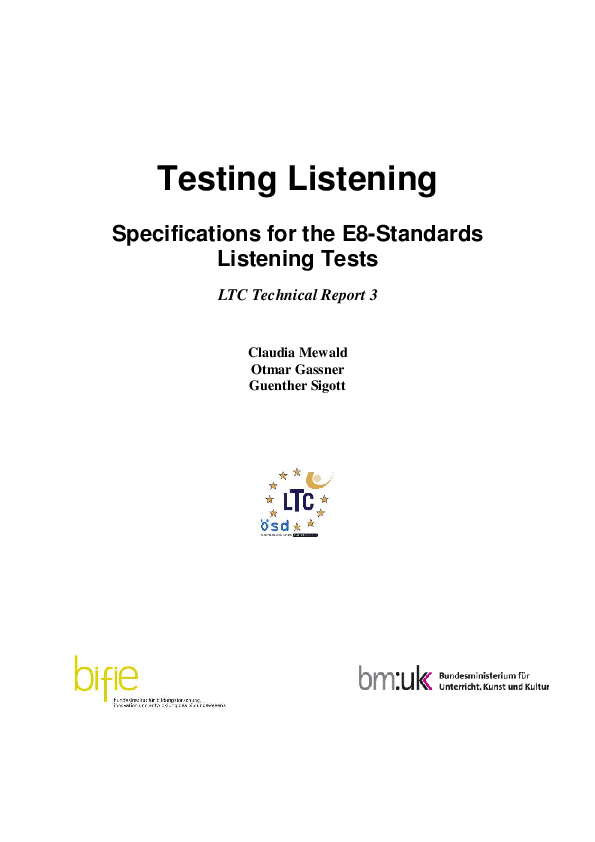 (PDF) Testing Listening Specifications for the E8-Standards Listening ...