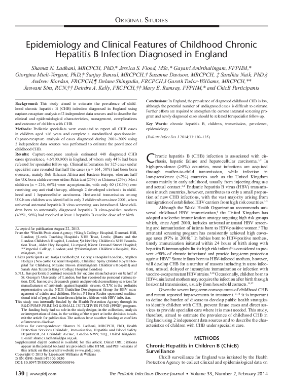 (PDF) Epidemiology and Clinical Features of Childhood Chronic Hepatitis ...