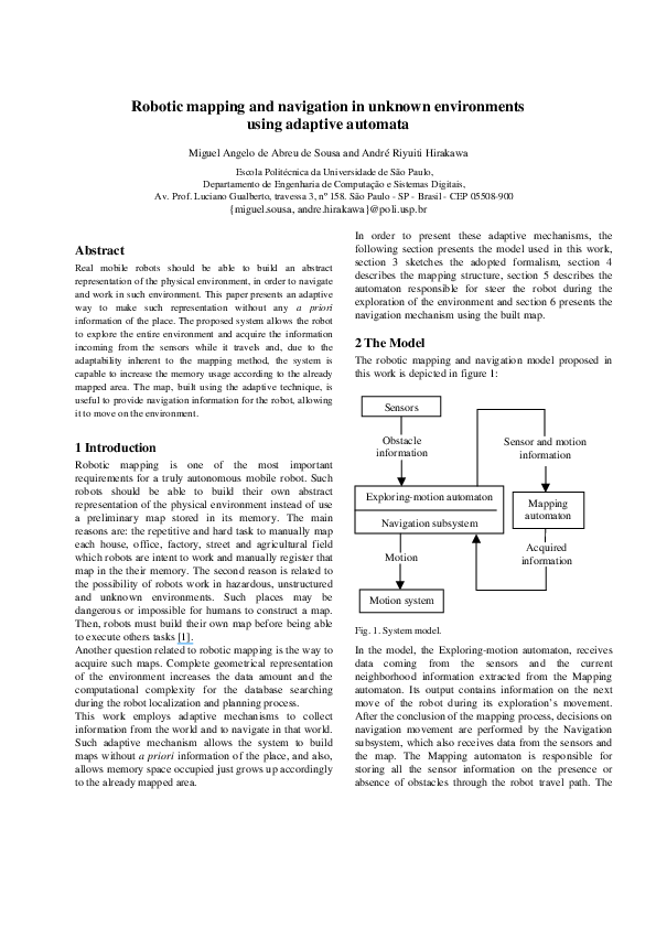 (PDF) Robotic mapping and navigation in unknown environments using ...