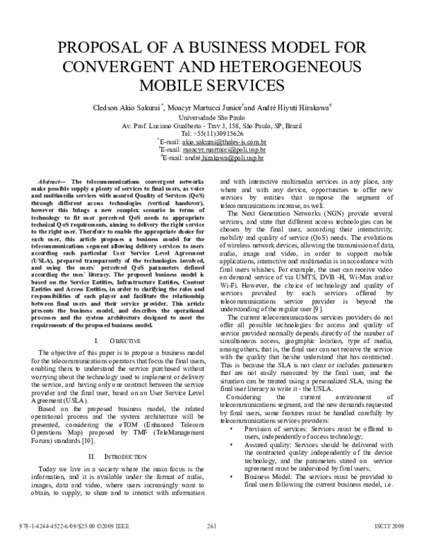 (PDF) Proposal of a business model for convergent and heterogeneous ...