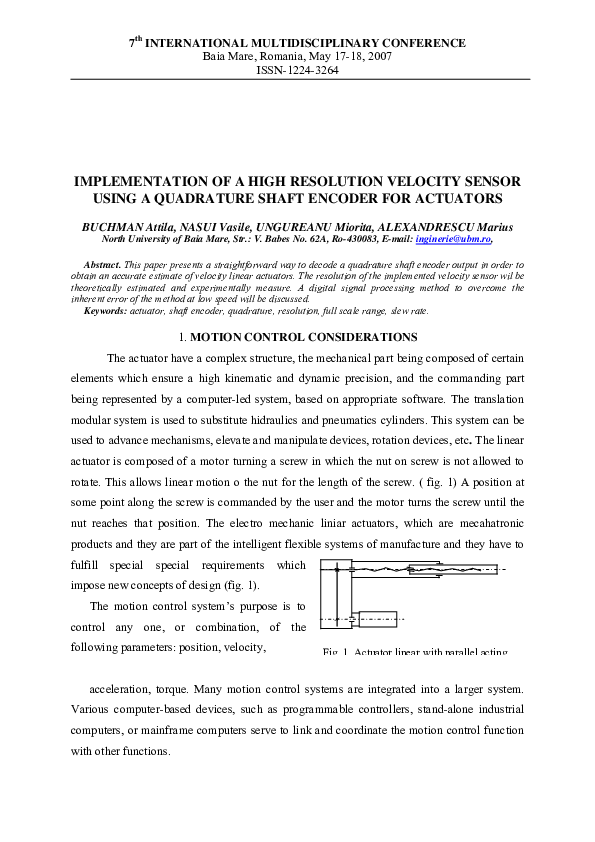 (PDF) Implementation of a high resolution velocity sensor using an ...