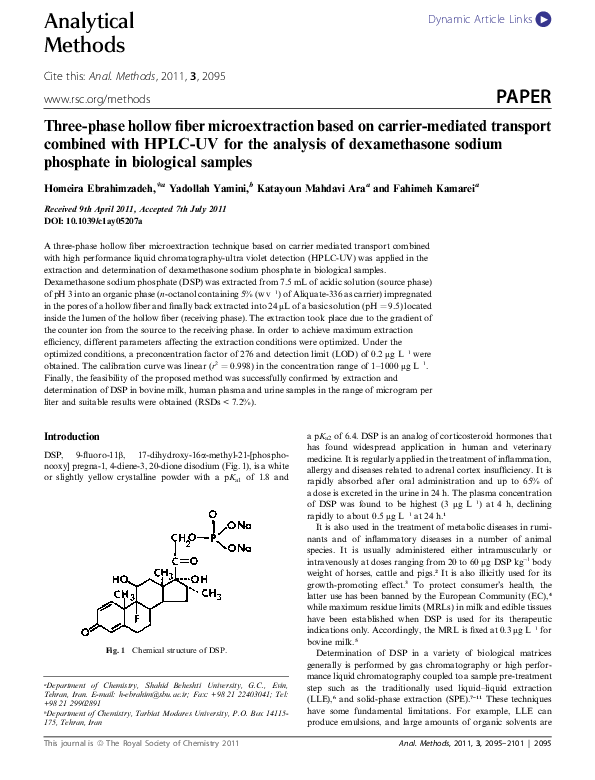 (PDF) Threephase hollow fiber microextraction based on carrier