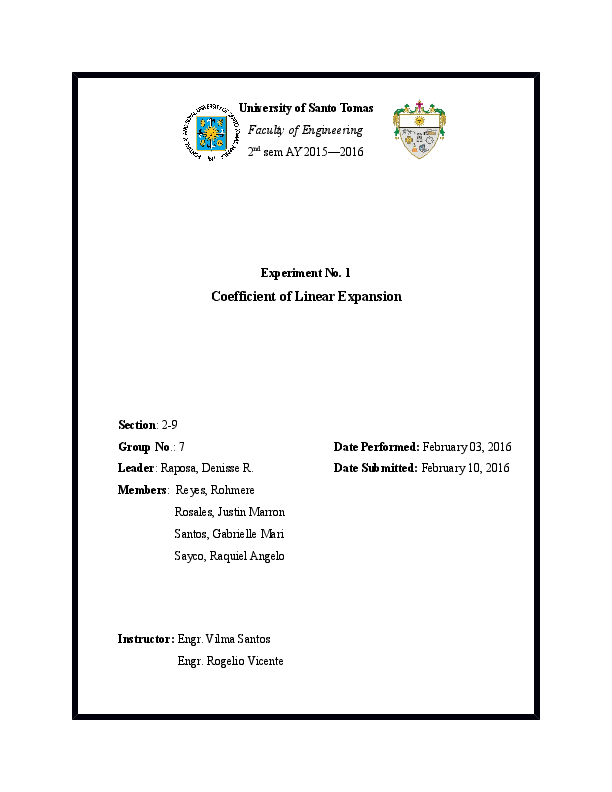  doc coefficient of linear expansion
