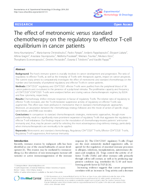 (PDF) The effect of metronomic versus standard chemotherapy on the ...