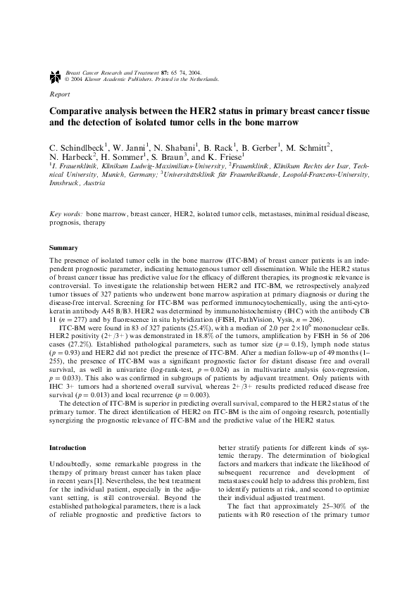 (PDF) Comparative Analysis Between the HER2 Status in Primary Breast ...
