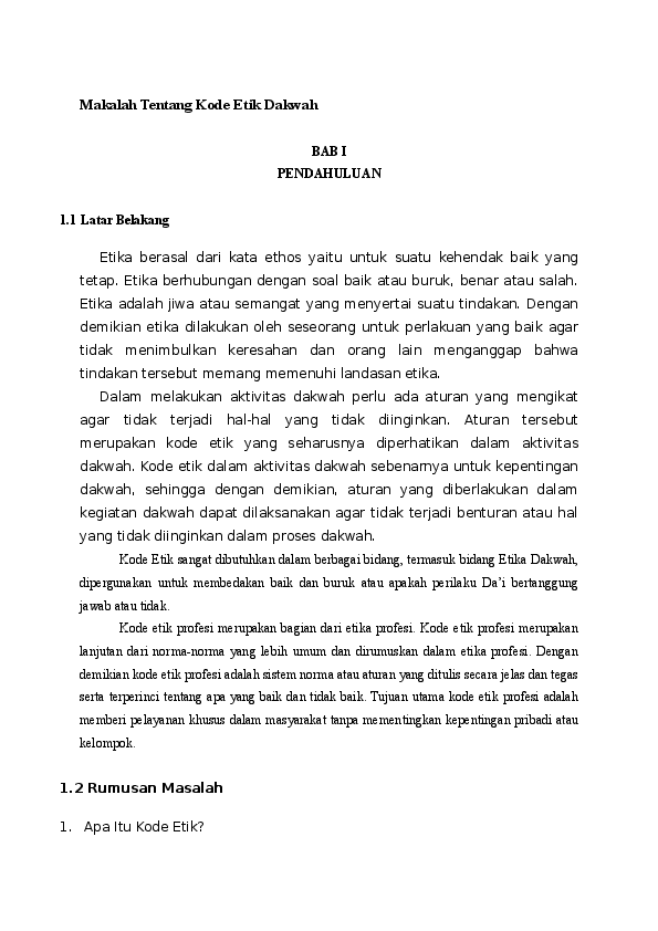 Doc Makalah Tentang Kode Etik Dakwah Elin Hayati Academia Edu