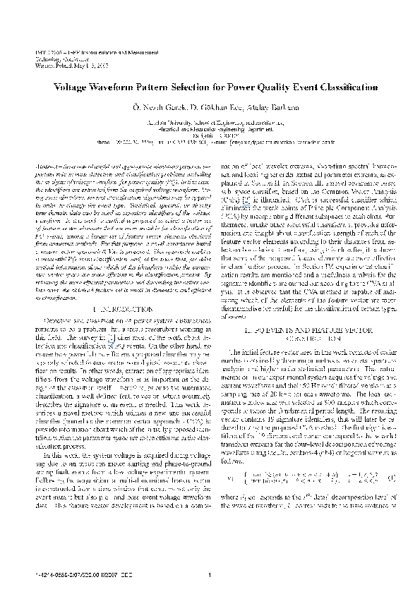(PDF) Voltage Waveform Pattern Selection for Power Quality Event ...