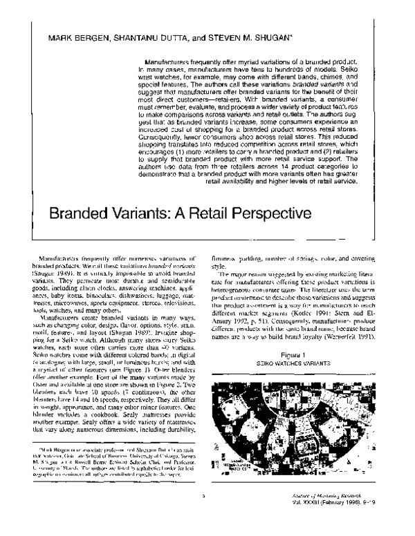 (PDF) Branded Variants: A Retail Perspective