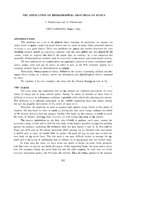 (PDF) THE APPLICATION OF BIOMECHANICAL PRINCIPLES TO DANCE