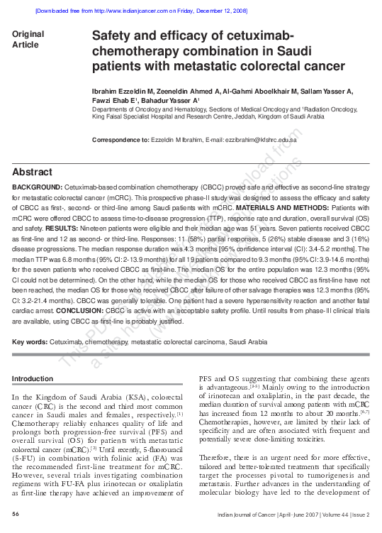 (PDF) Safety and efficacy of cetuximab-chemotherapy combination in ...