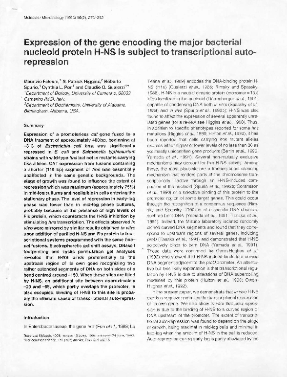 (PDF) Expression of the gene encoding the major bacterial nucleoid ...