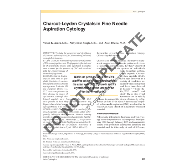 (PDF) Charcot-Leyden Crystals in Fine Needle Aspiration ...