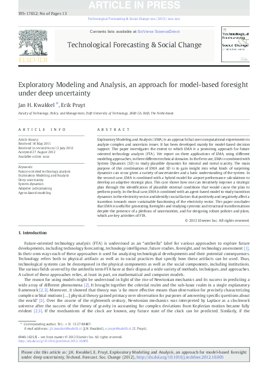 (PDF) Exploratory Modeling and Analysis, an approach for model-based ...