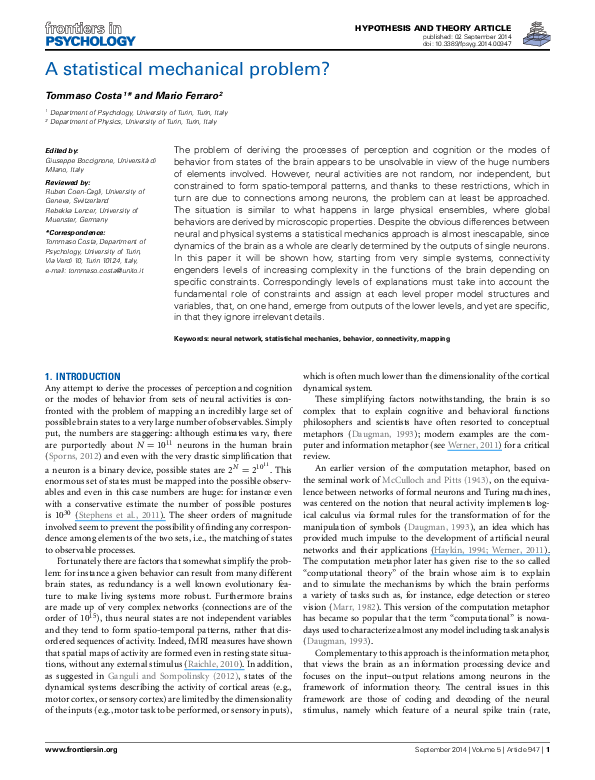 (PDF) A statistical mechanical problem?