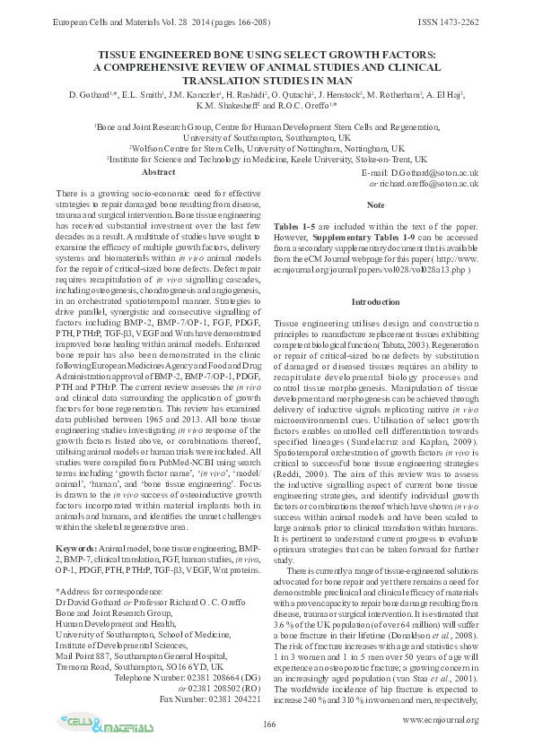 (PDF) Tissue engineered bone using select growth factors: A ...