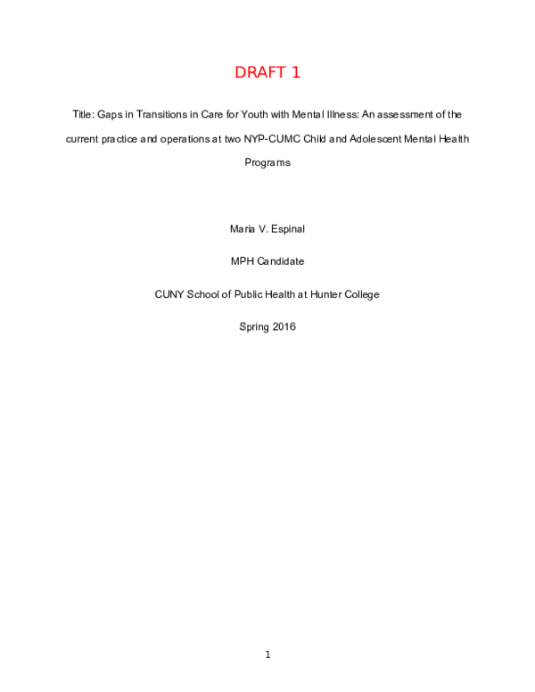 (DOC) Title: Gaps in Transitions in Care for Youth with Mental Illness ...