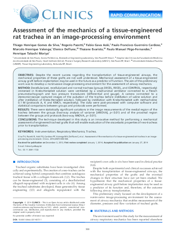 (PDF) Assessment of the mechanics of a tissue-engineered rat trachea in ...