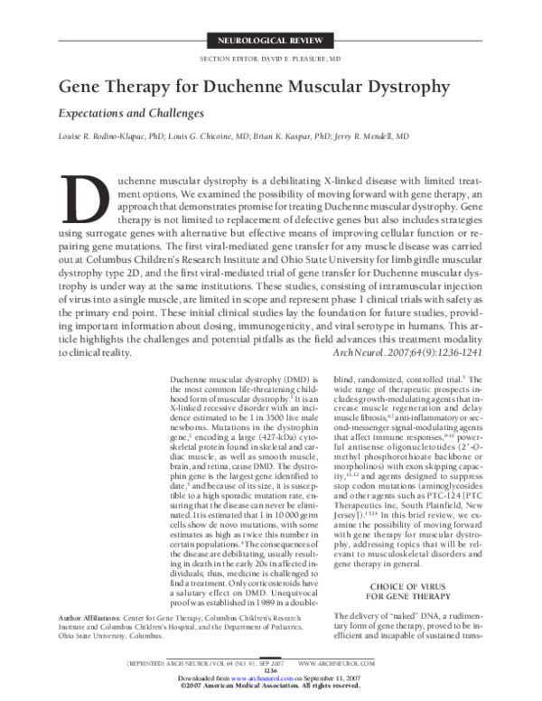 (PDF) Gene Therapy for Duchenne Muscular Dystrophy