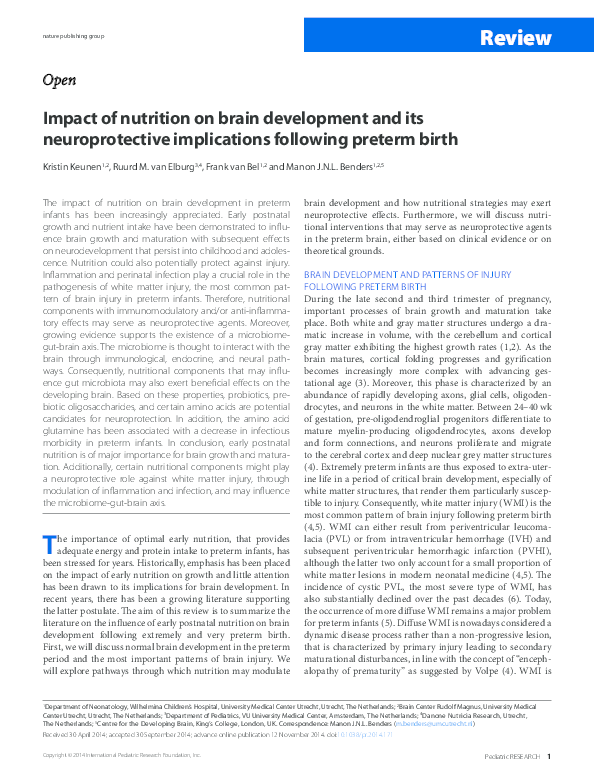 (PDF) Impact of nutrition on brain development and its neuroprotective ...