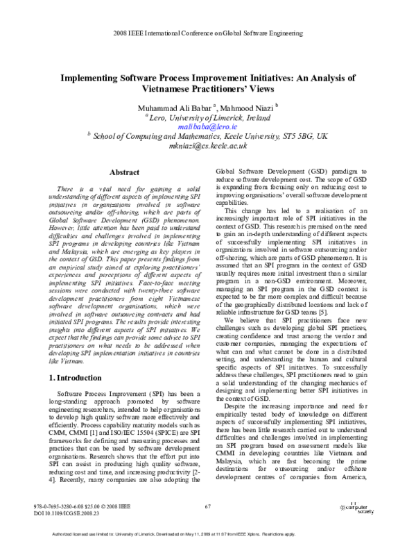 (PDF) Implementing Software Process Improvement Initiatives: An ...