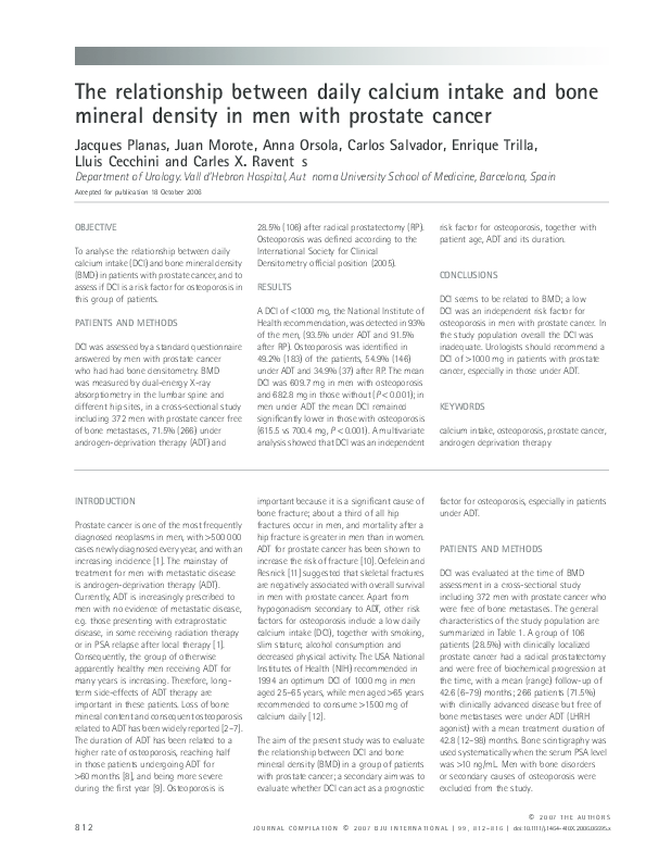(PDF) The relationship between daily calcium intake and bone mineral ...
