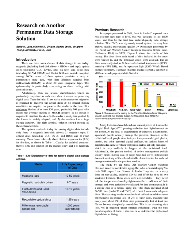 (PDF) Research on Another Permanent Data Storage Solution