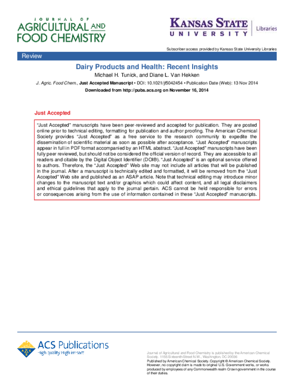 (PDF) Dairy Products and Health Recent Insights Zury Hernandez