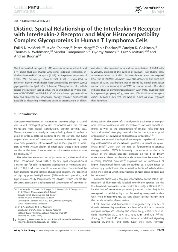 (PDF) Distinct Spatial Relationship of the Interleukin9 Receptor with