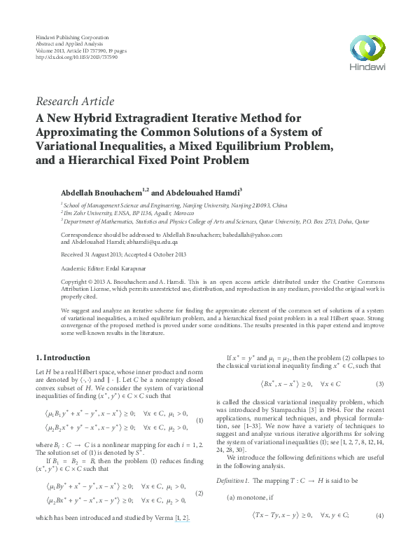 (PDF) A New Hybrid Extragradient Iterative Method for Approximating the ...