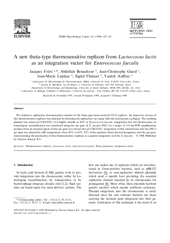 (PDF) A new theta-type thermosensitive replicon from Lactoccocus lactis ...