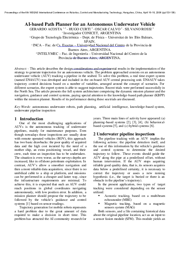 (PDF) AI-based path planner for an autonomous underwater vehicle