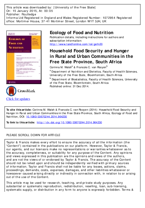 (PDF) Household food security and hunger in rural and urban communities ...