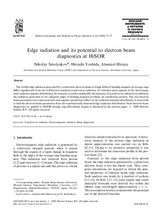(PDF) Edge radiation and its potential to electron beam diagnostics at ...