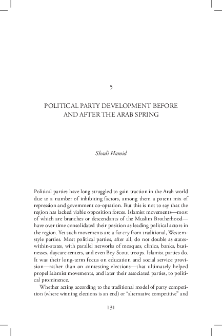 (PDF) Political Party Development Before and After the Arab Spring