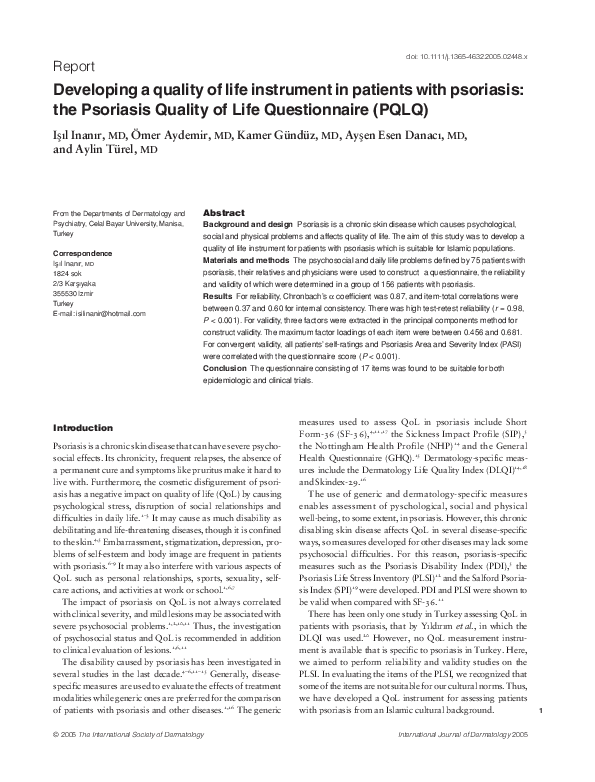 (PDF) Developing a quality of life instrument in patients with ...