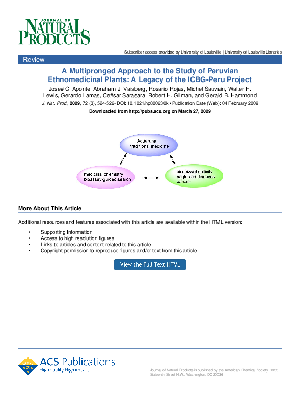 (PDF) A Multipronged Approach to the Study of Peruvian Ethnomedicinal ...