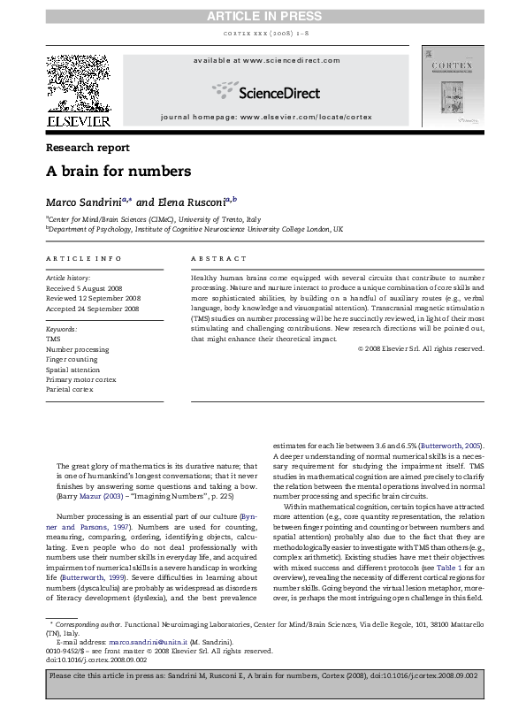 (PDF) A brain for numbers