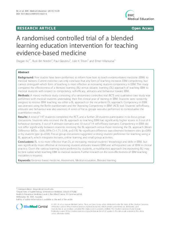(PDF) A randomised controlled trial of a blended learning education ...