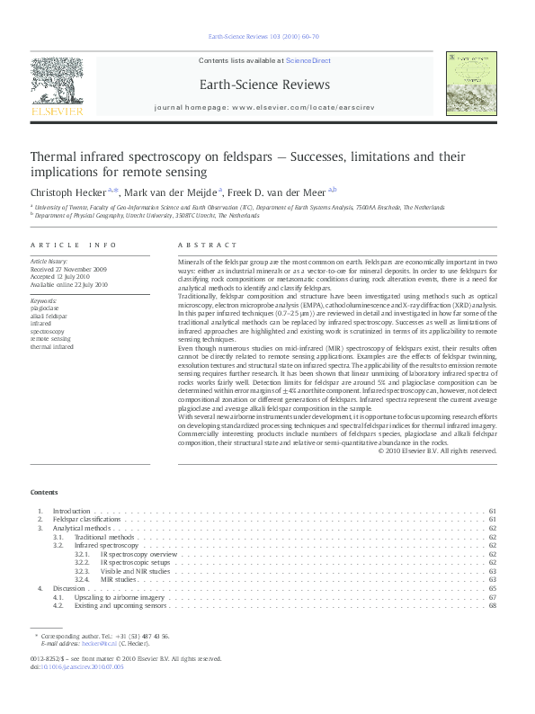 (PDF) Thermal infrared spectroscopy on feldspars — Successes