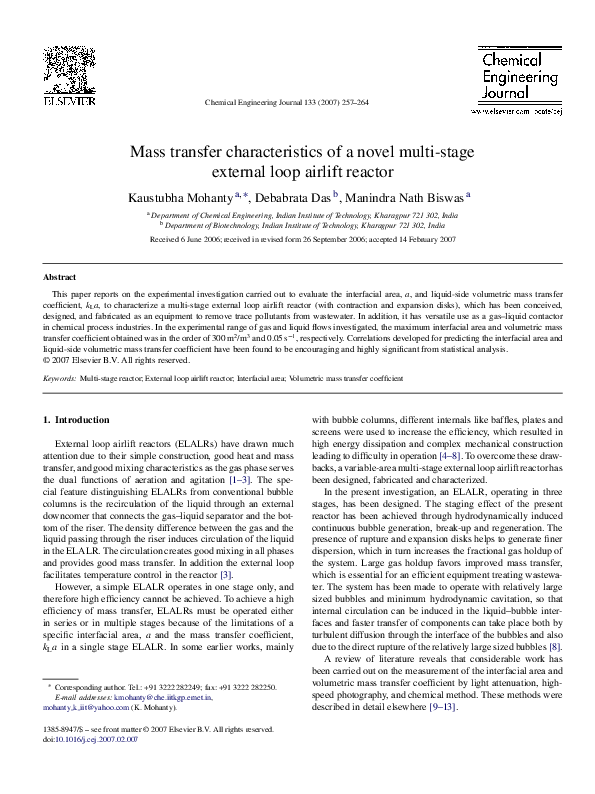(PDF) Mass transfer characteristics of a novel multi-stage external ...