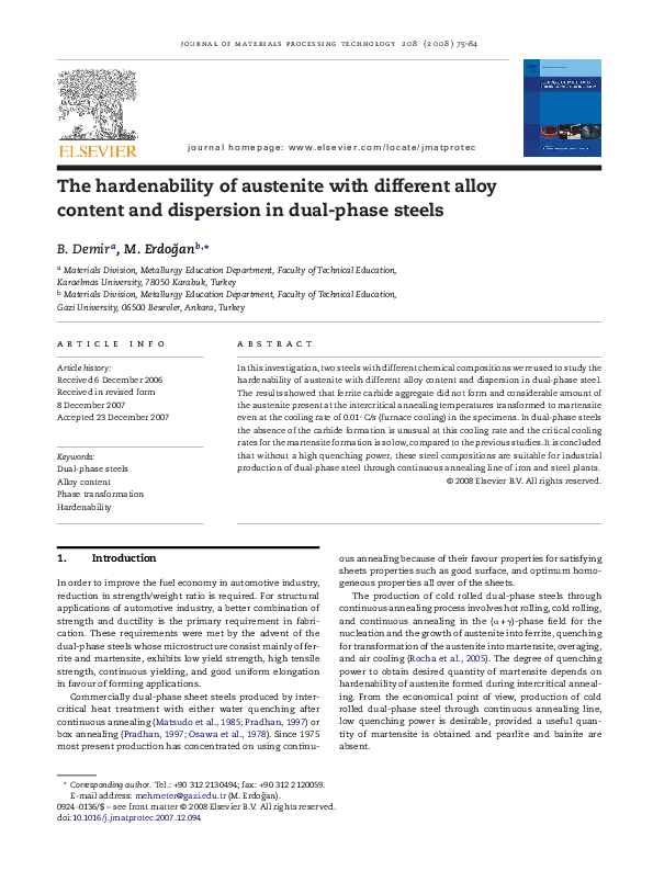 (PDF) The hardenability of austenite with different alloy content and ...