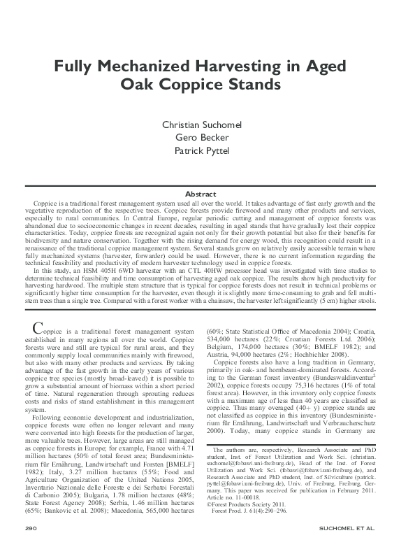 (PDF) Fully Mechanized Harvesting in Aged Oak Coppice Stands
