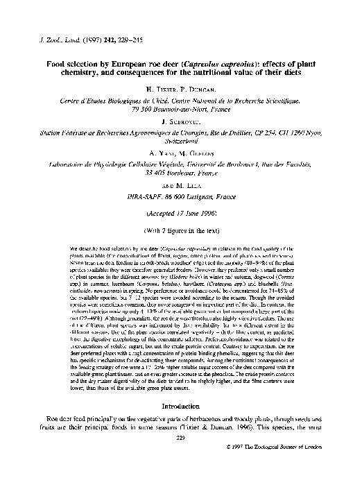 (PDF) Food selection by European roe deer (Capreolus capreolus ...