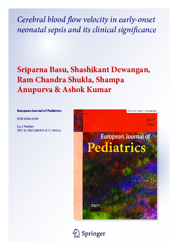 (PDF) Cerebral blood flow velocity in early-onset neonatal sepsis and ...