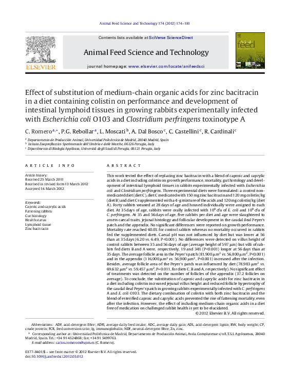 (PDF) Effect of substitution of mediumchain organic acids for zinc bacitracin in a diet