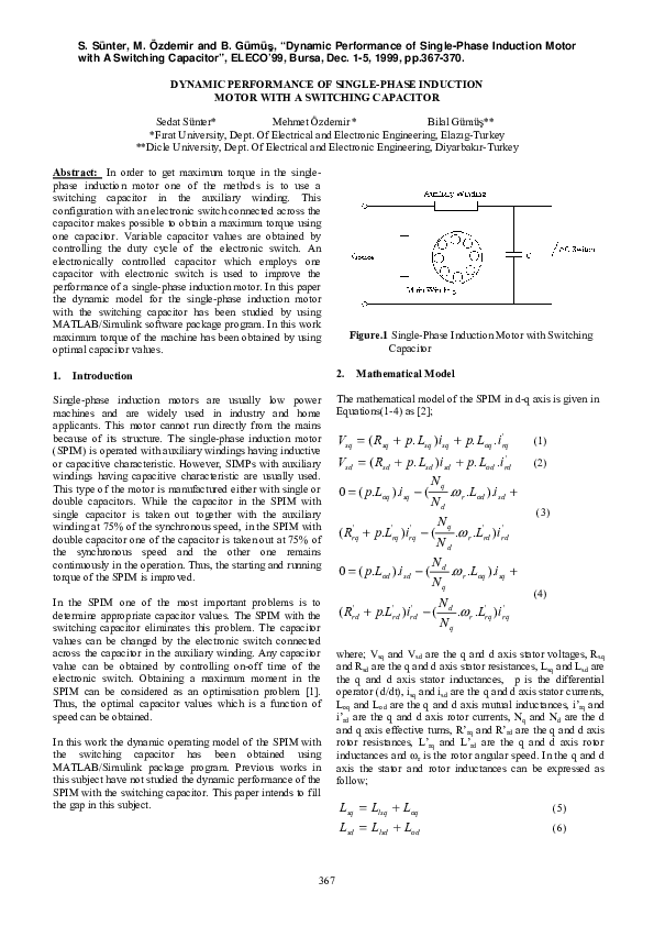 (PDF) Dynamic Performance of Single-Phase Induction Motor With a ...