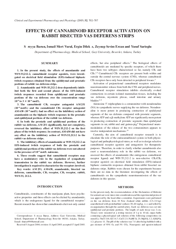 (PDF) Effects of Cannabinoid Receptor Activation on Rabbit Bisected Vas ...