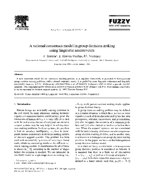 (PDF) A rational consensus model in group decision making using ...